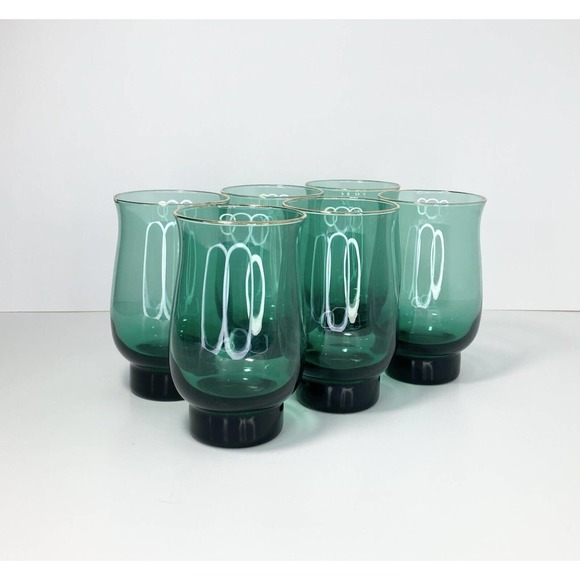 Libbey Other - Libbey JUNIPER Tulip Green, Set of 6 Flat Tumbler Drinking Glasses, 5 1/4” 14oz